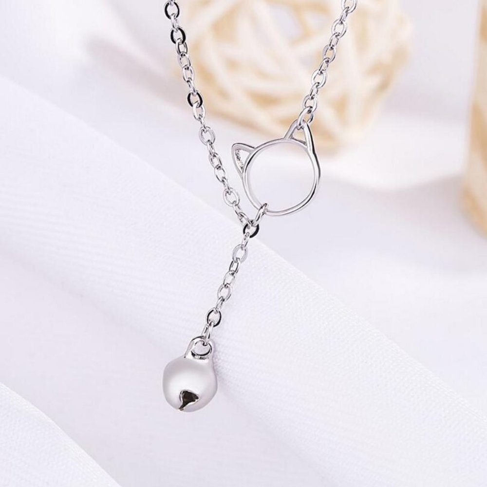NEW 925 Sterling Silver Cat Bell Necklace - Picture 3 of 7